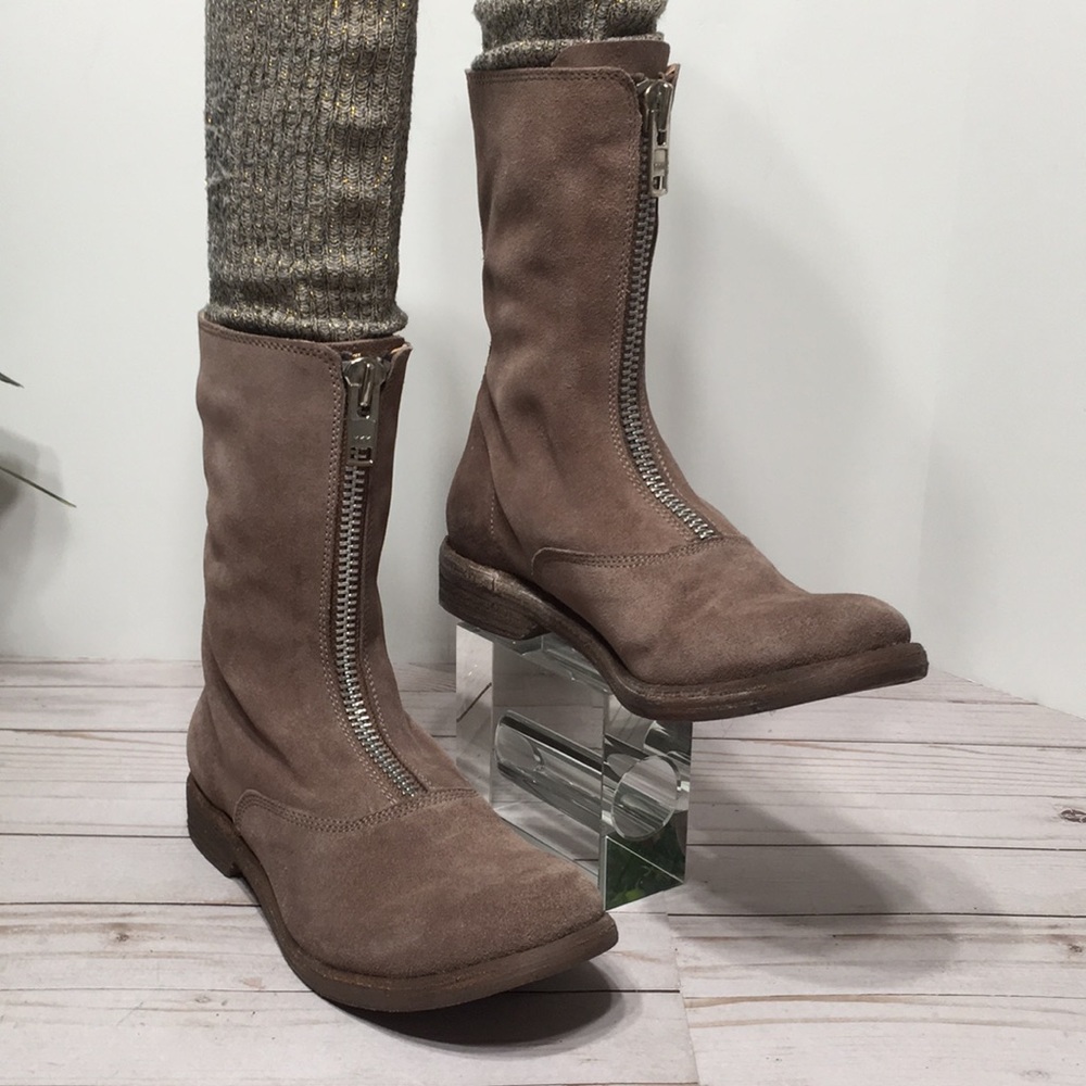 Jeffrey Campbell zip up boots moto taupe Zokia